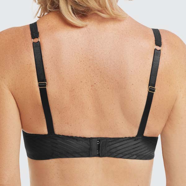 Back of the Amoena Karolina soft wireless bra showing narrower band and straps.