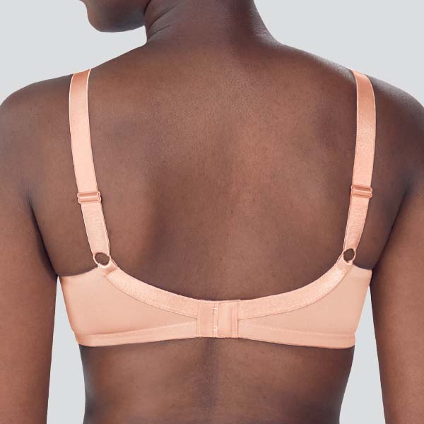 Back of the Amoena Nancy soft wireless bra showing the narrower band and straps.