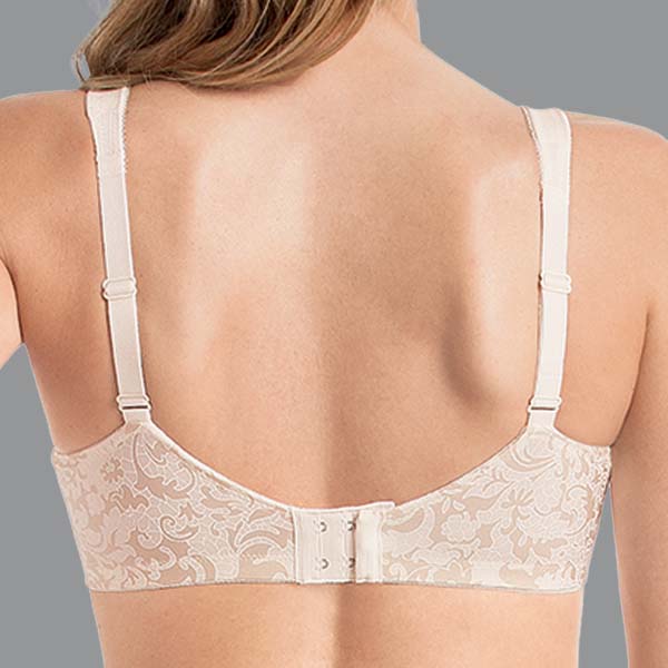 Back of the Anita Ancona soft wireless bra showing more U-shaped back band, shoulder padding to the straps.