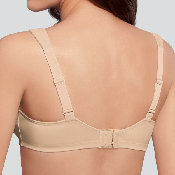 Back of the Anita Havanna soft wireless bra showing the narrower back band, and wider padded straps at the shoulder.