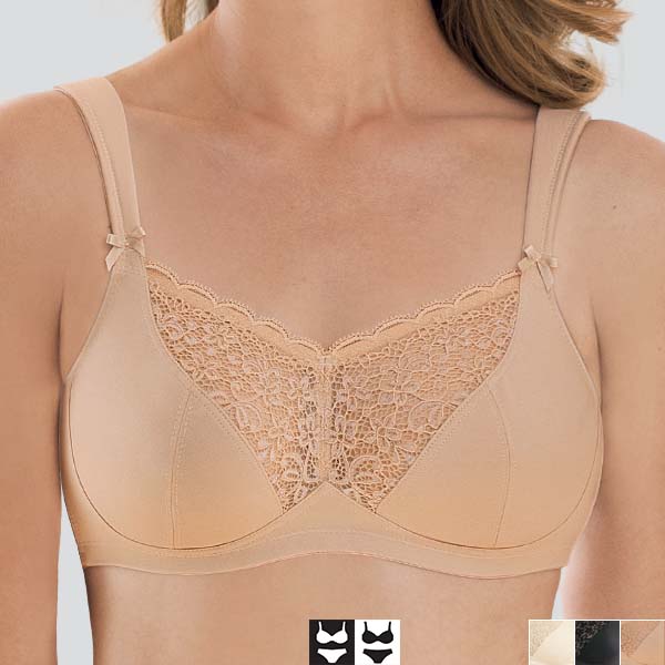 Front of the desert Anita Havanna soft wireless bra showing medium cleavage, three-section cup, and wider padded straps.