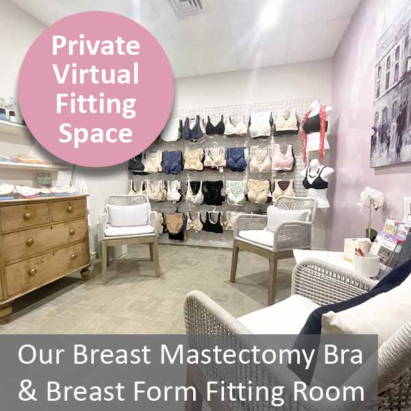 BreastCare WA mastectomy bra and breast form fitting room used for Ambra Bare Essentials padded bandeau fittings.