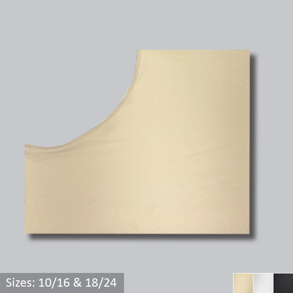 Nude Damask Rose Sew In Bra Pocket laid flat to show the curved overlocked edge and the other cut edges.