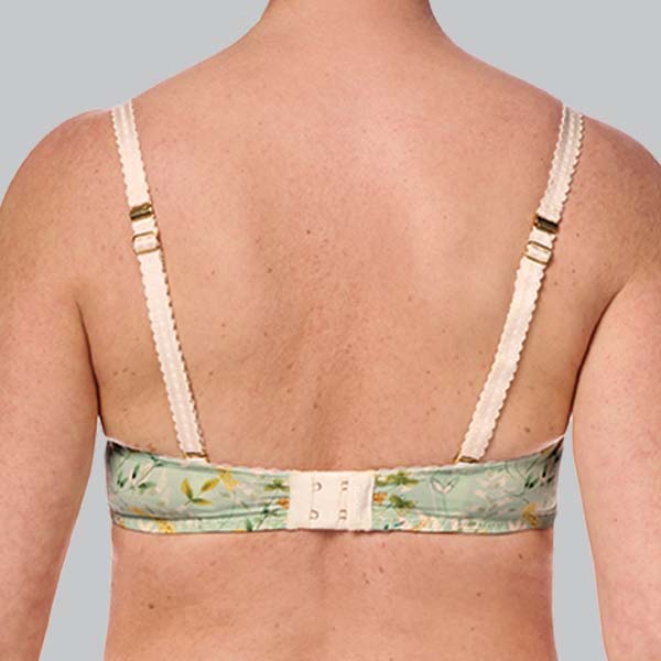 Back of the Amoena Kalina padded wireless bra showing the narrower band and vertical strap option.