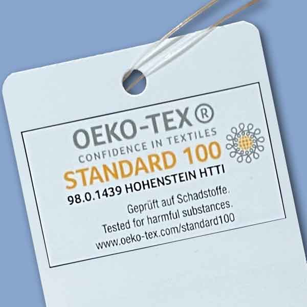 OEKO-TEX 100 certification logo shown on the Anita Livia soft wireless mastectomy bra label.